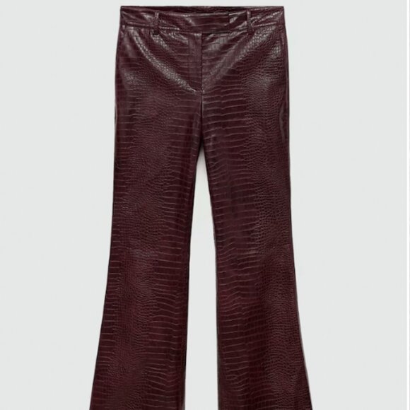 NWT Mango Snake Effect Flared Trousers - Picture 2 of 12